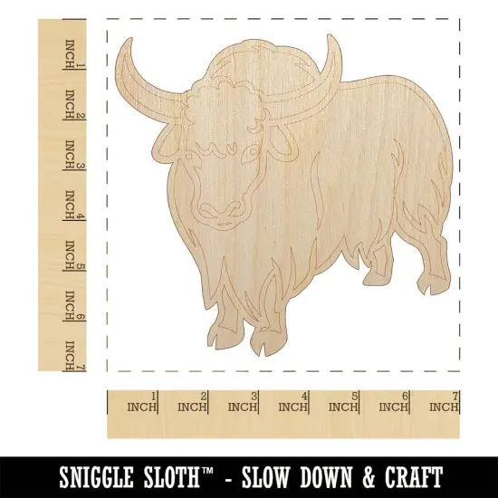 Domestic Yak Long Haired Cattle Unfinished Wood Shape Piece Cutout for DIY Craft Projects {1}
