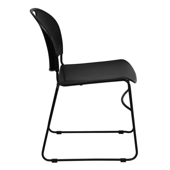 Emma and Oliver Ultra-Compact School Stack Chair - Office Guest Chair/Student Chair BlackPlastic/Black {4}