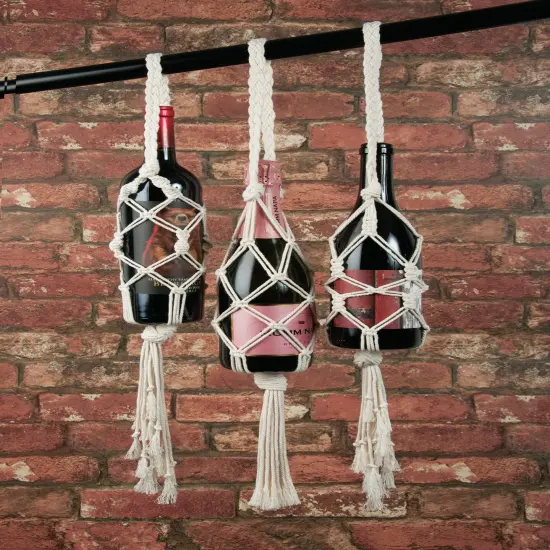 Solid Oak Macrame Bottle Bags Kit-Makes 3 {4}
