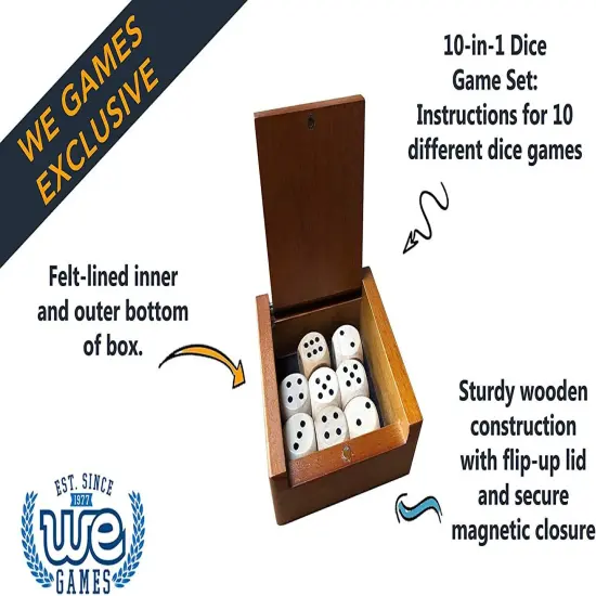 WE Games Wooden Dice Box and 8 Wooden Dice {4}