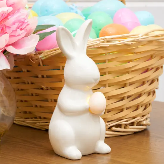 Led White Ceramic Bunny Easter Figure Figurine {3}