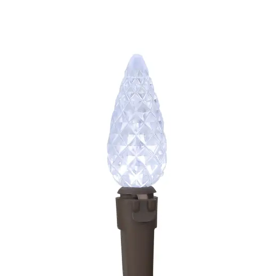 Northlight LED Faceted C6 Christmas Lights - Pure White - 23' Brown Wire - 70ct {5}
