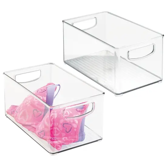 mDesign Plastic Storage Organizer Bin with Handles for Closets, 2 Pack - Clear {1}