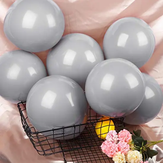100 Pack 12 Inch Gray Balloons - Latex Balloons for Weddings, Birthday Parties, Bridal Showers, and Party Decorations {4}