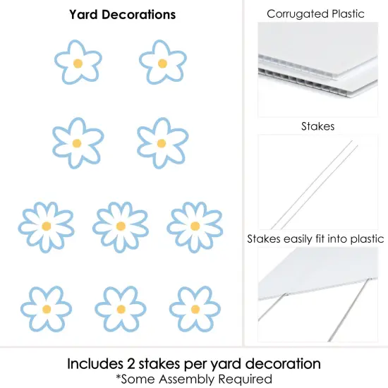 Big Dot of Happiness Blue Daisy Flowers - Lawn Decorations - Outdoor Floral Party Yard Decorations - 10 Piece {7}