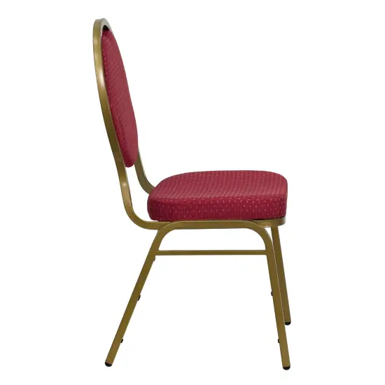Emma and Oliver Teardrop Back Stacking Banquet Dining Chair BurgundyFab/Gold {5}
