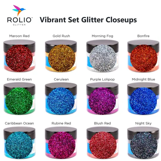 Rolio - Holographic Glitter Vibrant Set - 12 Colors, 15g Jars {2}