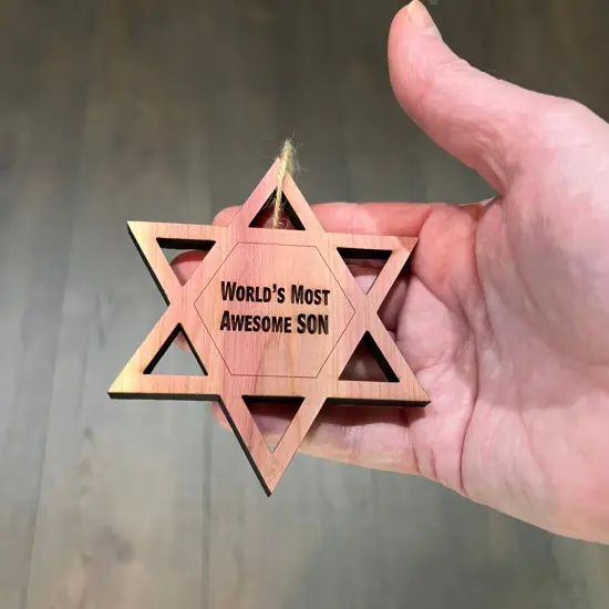 Worlds most awesome Son Star of David - Cedar Ornament {4}