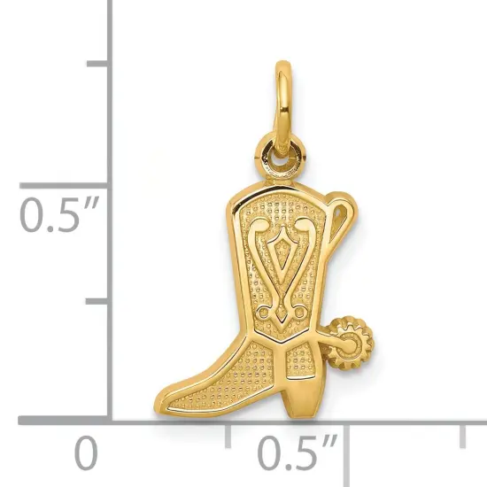 10K Yellow Gold Polished Cowboy Boot & Spur Charm Jewerly 20mm x 12mm {3}