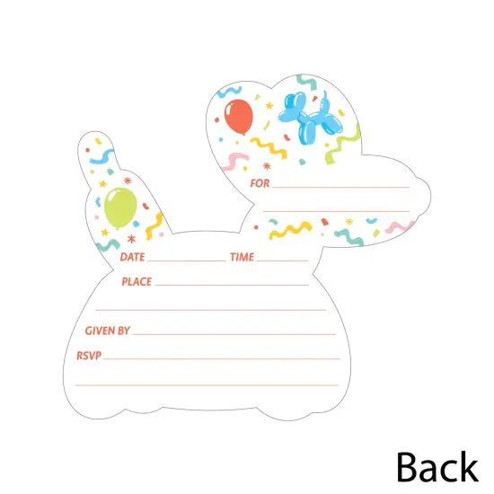 Big Dot of Happiness Balloon Animals - Shaped Fill-In Invitations - Happy Birthday Party Invitation Cards with Envelopes - Set of 12 {6}