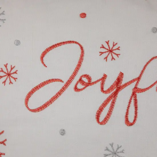 Northlight Embroidered "Joyful" Rectangular Christmas Throw Pillow - 19" - Red and White {6}