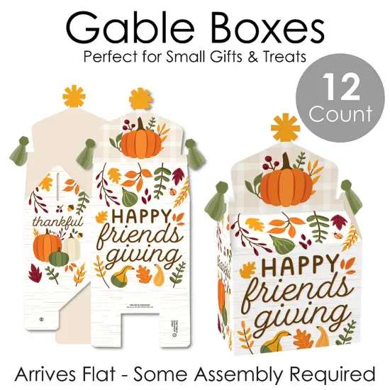 Big Dot of Happiness Fall Friends Thanksgiving - Treat Box Party Favors - Friendsgiving Party Goodie Gable Boxes - Set of 12 {7}