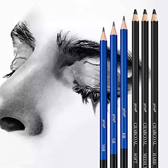 50 Pack Drawing Set Sketch Kit, Pro Art Sketching Supplies with 3-Color Sketchbook, Graphite, and Charcoal Pencils for&nbsp;Artists Adults Teens Beginner Kid, Ideal for Shading, Blending {6}