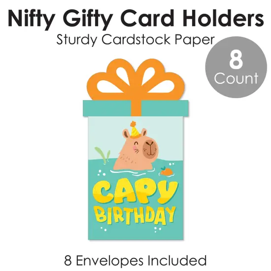 Big Dot of Happiness Capy Birthday - Capybara Party Money and Gift Card Sleeves - Nifty Gifty Card Holders - Set of 8 {6}