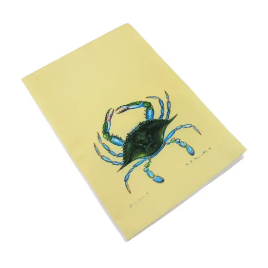 Betsy Drake Blue Crab Yellow Kitchen Towel 19 Inch X 19 Inch {1}
