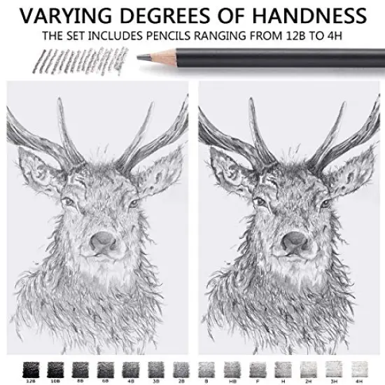Professional Drawing Sketching Pencil Set - 14 Pieces,Graphite,(12B - 4H), Ideal for Drawing Art, Sketching, Shading, Artist Pencils for Beginners & Pro Artists {5}