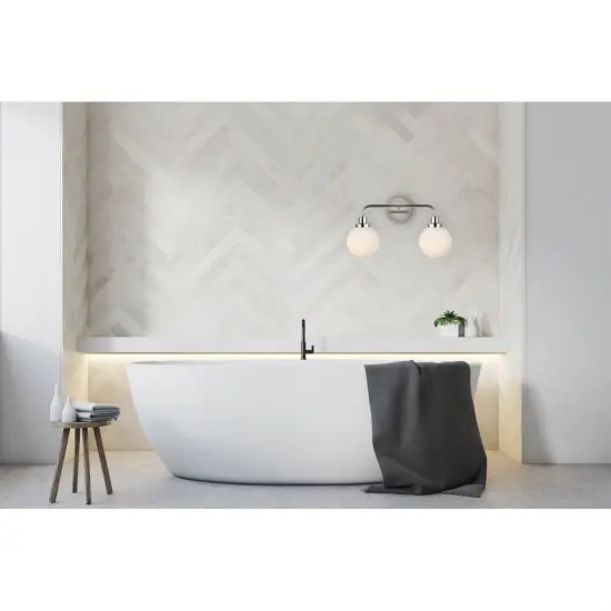 Hanson 2 lights bath sconce in polished nickel with frosted shade {2}