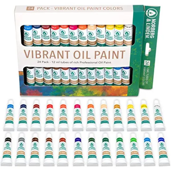 XXL Oil Paint Set - 24 Paints, 25 Brushes, 1 Canvas, and Art Palette - Oil Painting Supplies for Kids and Adults, Paint Supplies {4}