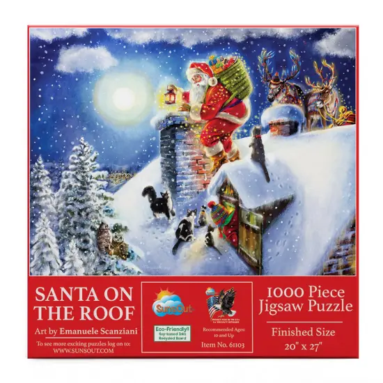 Sunsout Santa on the Roof 1000 pc Christmas Jigsaw Puzzle 61103 {4}