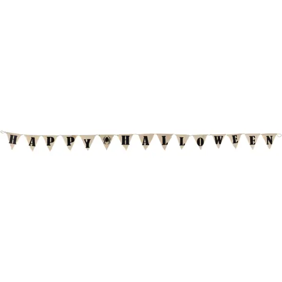 Northlight LED Lighted Happy Halloween Burlap Banner - 18.75" Beige {3}