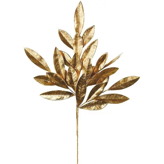 19" Faux Gold Bay leaf Stem {5}