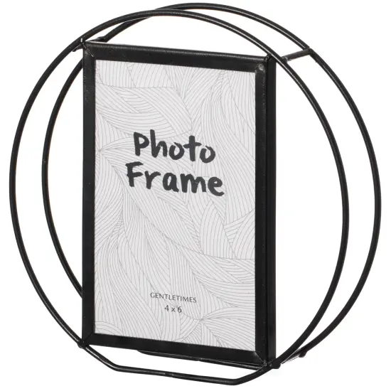 Modern Circle Shape Black Metal Decor Photo Frame for Tabletop Display {2}
