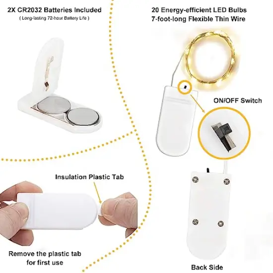 Brightown 24 Pack Fairy Lights Battery Operated String Lights - 7 ft 20 LED Mini String Lights Waterproof Silver Wire Firefly Lights for Vases Mason Jars DIY Crafts Plants Table Centerpieces Wedding {3}