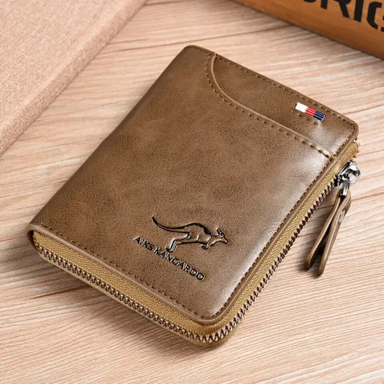 Kitcheniva Mens Leather Wallet RFID Blocking Credit Card ID Holder Khaki {1}