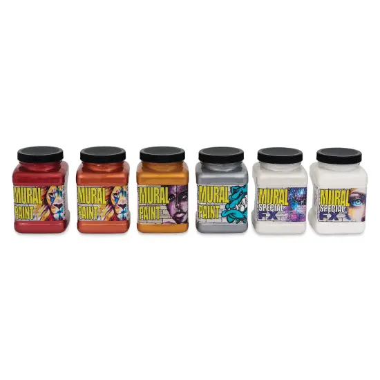 Chroma Acrylic Mural Paints - Metallic, Set of 6, 16 oz jars {1}