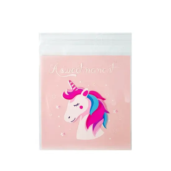 Wrapables Transparent Self-Adhesive 4" x 4" Candy and Cookie Bags, Favor Treat Bags for Parties and Wedding (200pcs) Unicorns {2}