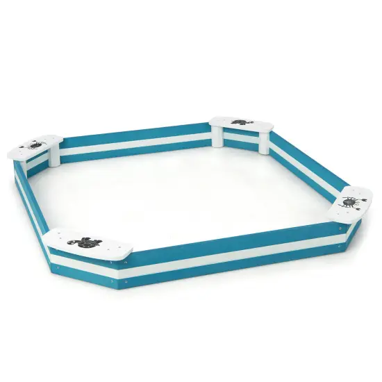 Outdoor Solid Wood Sandbox with 4 Built-in Animal Patterns Seats {4}