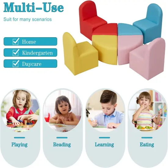 Toddler Couch Daycare Furniture - 8 Pieces Seating Set for Daycare Kids Playroom Furniture, Children Chairs Sofas Colorful Flexible Seating for Home Preschool Playroom {5}