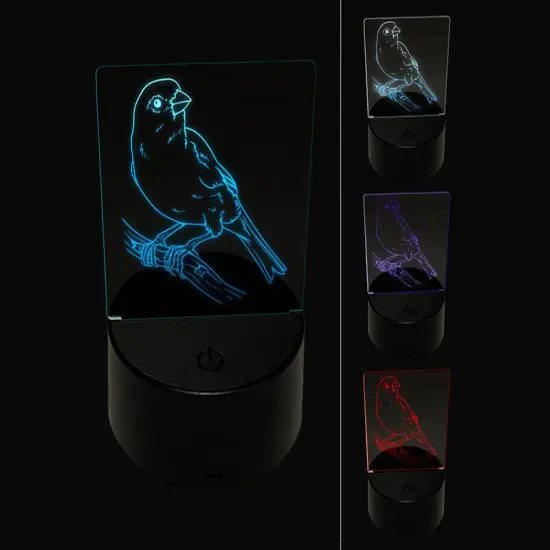 Canary Songbird Bird 3D Illusion LED Night Light Sign Nightstand Desk Lamp {1}