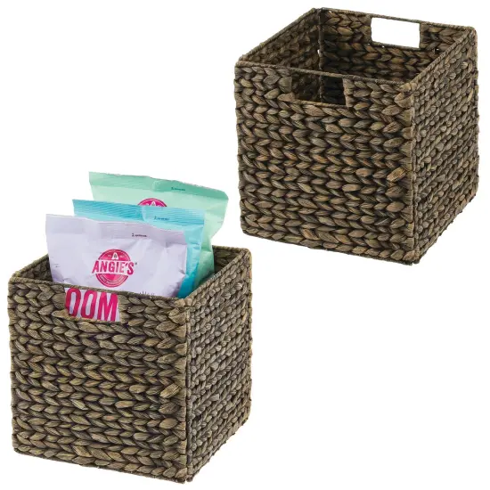 mDesign Hyacinth Kitchen Storage Basket with Handles, 2 Pack {1}
