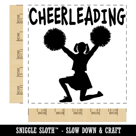 Cheerleading Cheerleader Fun Text Square Rubber Stamp for Stamping Crafting {1}