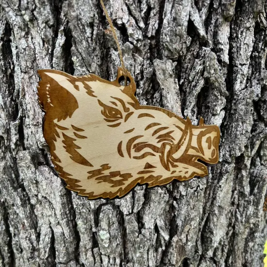 Ornament - Wild Boar Head - Raw Wood Ornament {3}