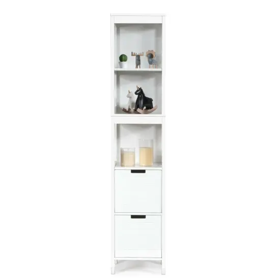 5-Tier MultifunctionalBathroom Floor Cabine Storage with 2 Drawers {4}