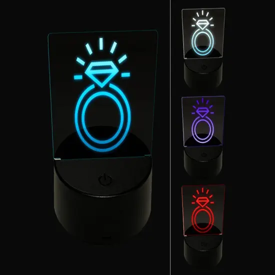 Jewelry Diamond Ring 3D Illusion LED Night Light Sign Nightstand Desk Lamp {1}