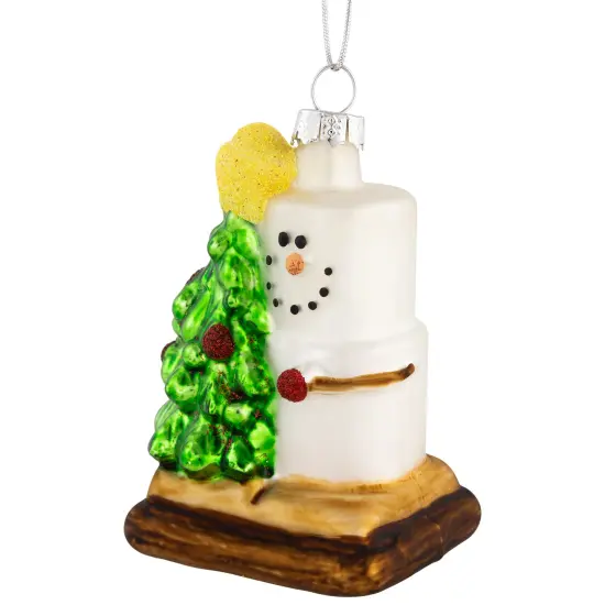 Northlight 3.25" Smore with Tree Glass Christmas Ornament White {5}