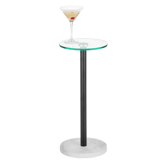 mDesign Metal/Glass Top Round Accent Side/End Drink Table Furniture {1}