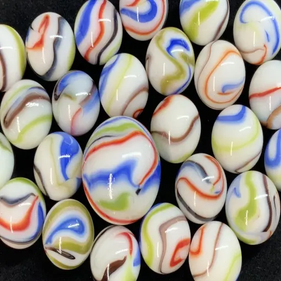 25 MarblesTREE FROG White Green Black Red Blue Stripes Glass game pack Shooter {2}