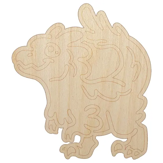 Chibi Raptor Feathered Velociraptor Dinosaur Unfinished Wood Shape Piece Cutout for DIY Craft Projects {7}