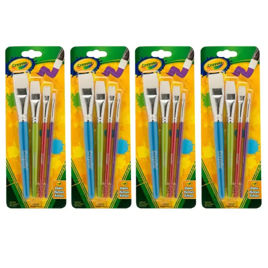 Big Paintbrush Set, Flat, 4 Per Pack, 4 Packs {1}