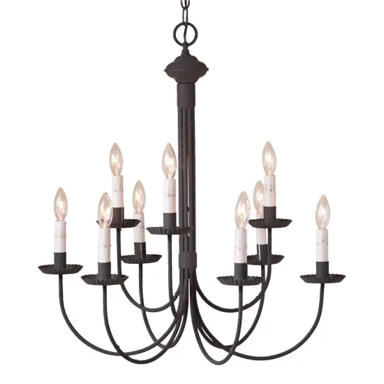 Irvin's Country Tinware 9-Arm Grandview Chandelier with Gray Sleeves {1}