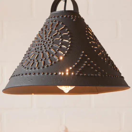 Hitchcock Shade Light Tin Pendant in Textured Black {4}