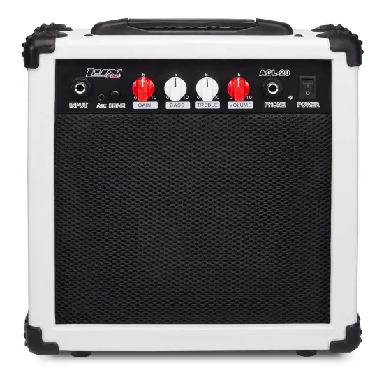 LyxPro Electric Guitar Amp, 20w Portable Mini Amplifier White {1}