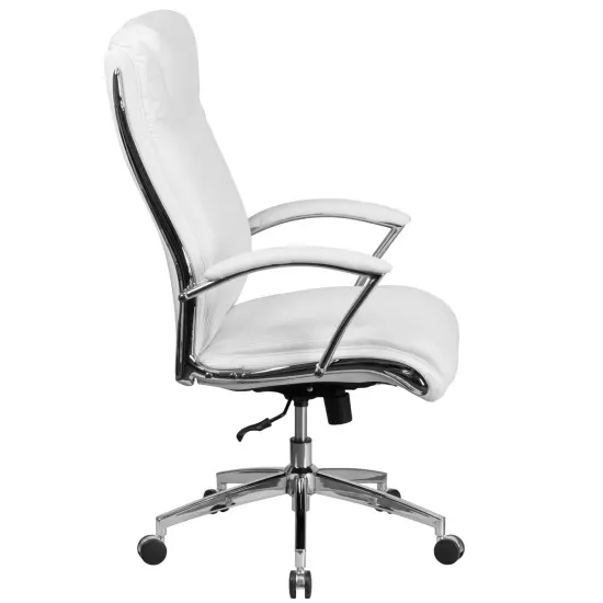 Merrick Lane Lombard High-Back Office Chair with Padded Arms Ergonomic Executive Swivel Task Chair with Headrest White {5}