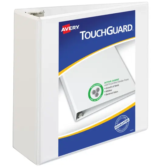 Avery TouchGuard Protection View 3 Ring Binder, Clear View Cover, 4" Slant Rings, 1 White Binder (17145) {1}
