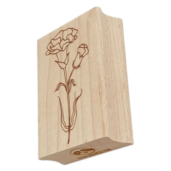 Hand Drawn Carnation Flower Rectangle Rubber Stamp for Stamping Crafting {7}