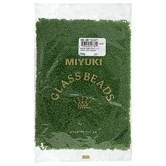 Miyuki 250g Opaque Round Rocailles Seed Beads, 11/0 Green Pea #411 {3}